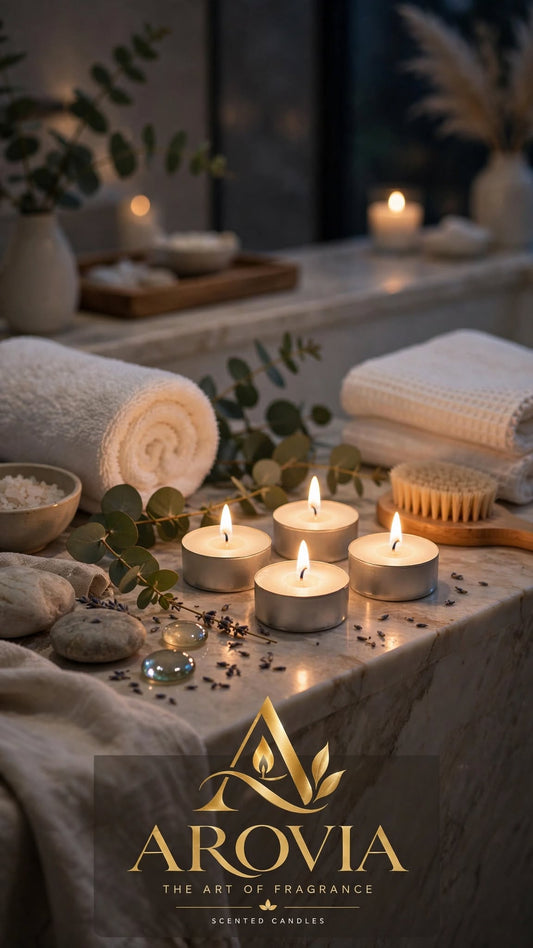 AROVIA White Tealight Candles Pack of 3 / 50 / 100 | 4-5 Hours Burn | Smokeless & Dripless Tealight | Premium Wax | Home Decor, Diwali, Meditation & Gifting