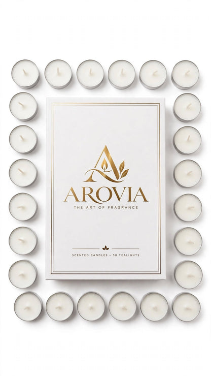 AROVIA White Tealight Candles Pack of 100 | 4-5 Hours Burn Time | Smokeless & Dripless | Premium Wax Tealight Candles | Bulk Pack for Diwali, Christmas, Home Decor, Events, Restaurants