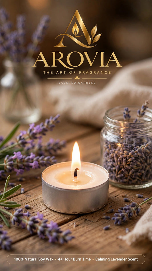 AROVIA Large Purple Votive Candle | Big Size Tealight | 15 Hours Burn | Home Temple Decor | Long Lasting