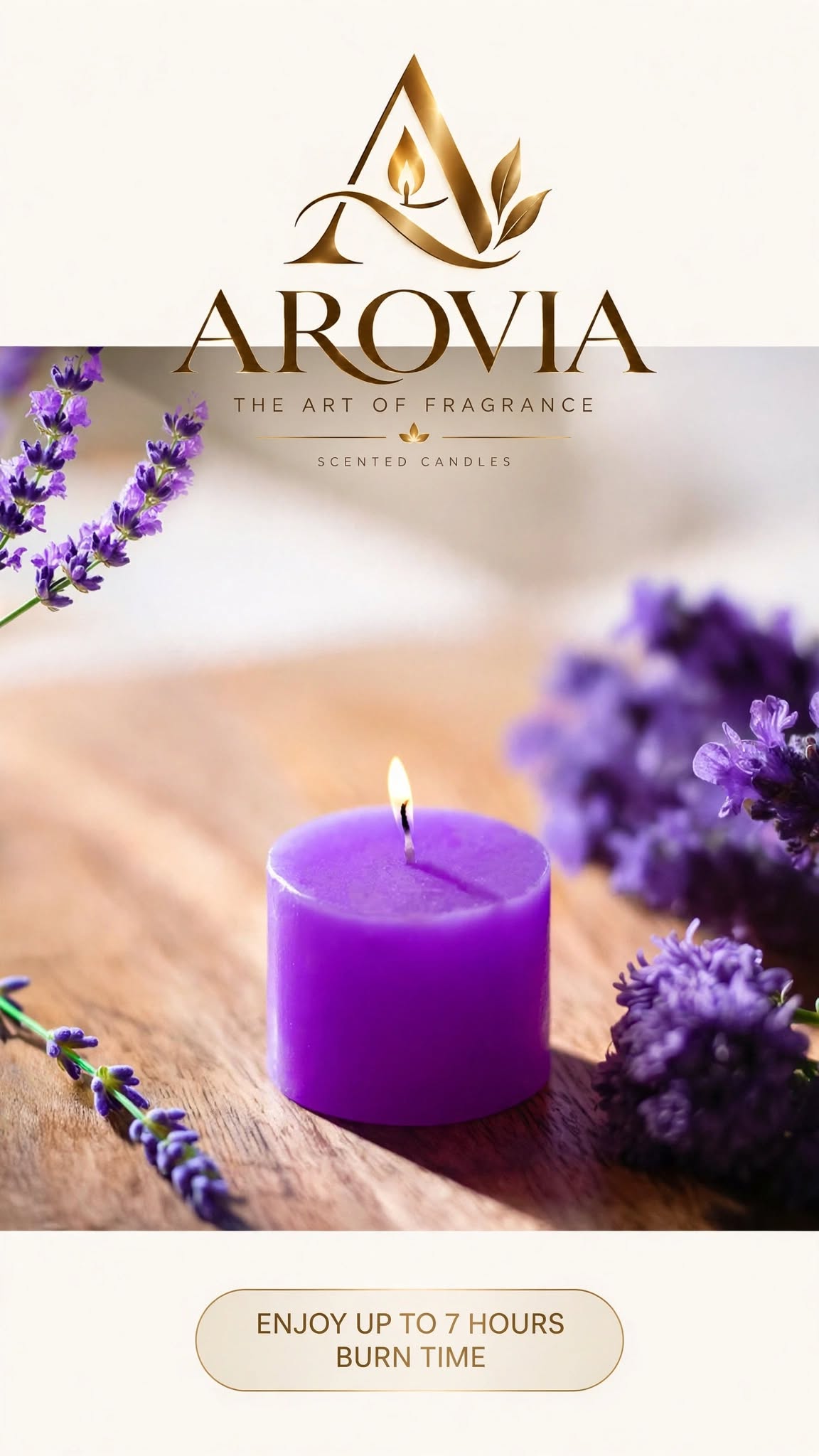 AROVIA Lavender Scented Candle | Up to 7 Hours Burn Time | Natural Soy Wax Purple Aromatherapy Candle | Stress Relief, Relaxation, Meditation | Hand Poured